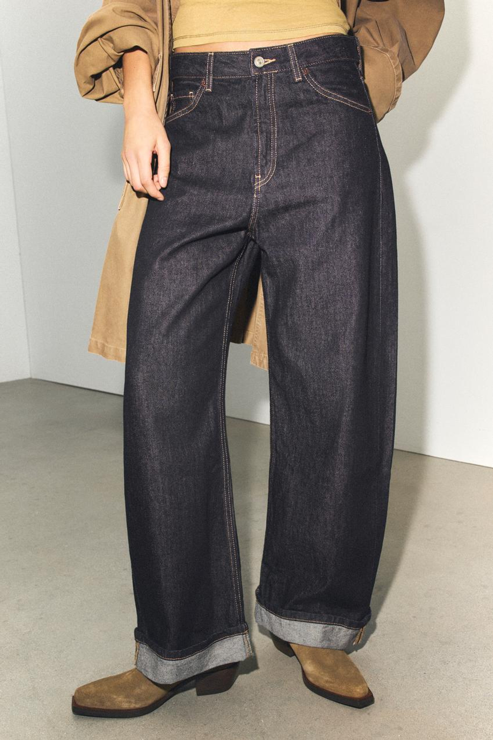 ZARA ЗАМШЕВЫЕ БОТИЛЬОНЫ В КОВБОЙСКОМ СТИЛЕ, ТЕМНЫЙ РЫЖЕВАТО-КОРИЧНЕВЫЙ