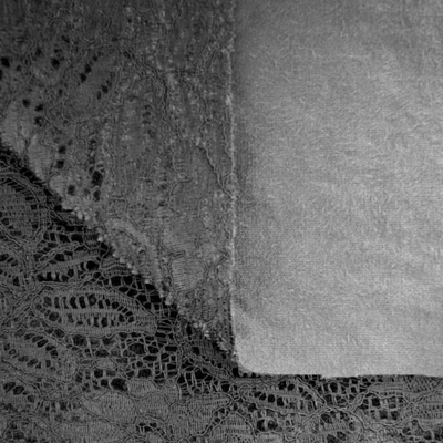 Ткань Кружево корд на меху, 150 см, чёрный