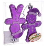 Елочные игрушки «Пряничный человечек» 8 см (набор 2 шт), Фиолетовый