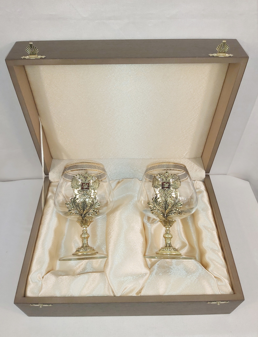 Набор из 2-х бокалов для коньяка "Герб РФ" (подарочный футляр)