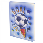 Записная книжка 14,0 см * 21,0 см , 7БЦ, Alingar, PU, поролон, конгрев, эффект 3D, 80л., линия, "Футбол", сиреневый