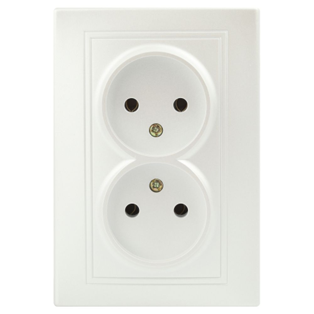 Розетка Intro Plano 1-204-06 без заземления двойная 2х2P 16А-250В IP20 СУ перламутр