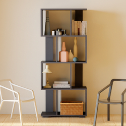 Стеллаж деревянный напольный Дален 4 полки для игрушек и для книг, антрацит