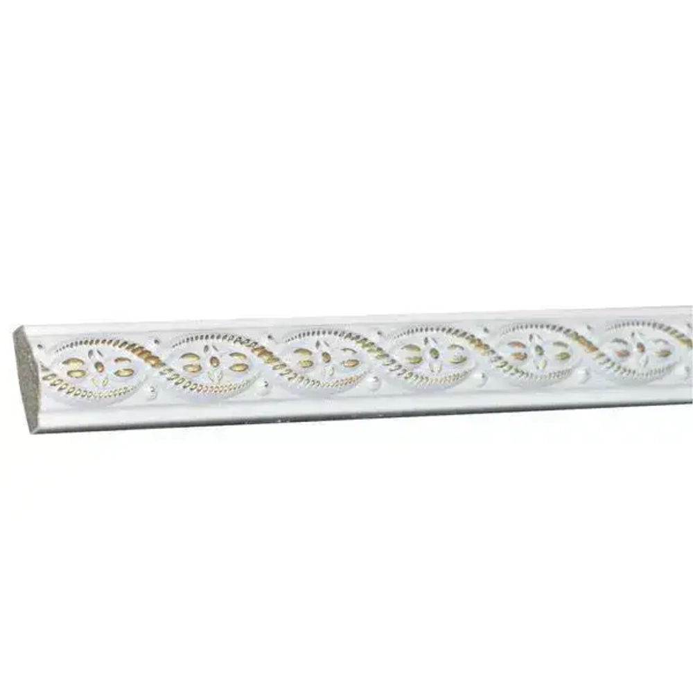 Багет интерьерный 2 шт. декоративный профиль 15*5*1200 Белый с золотом "Афины" (ПИ15А)