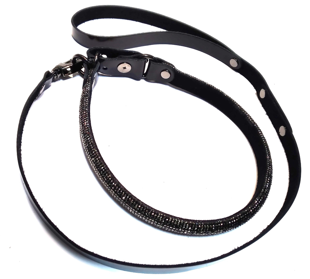 Ошейник Sitabella Гламур с поводком чёрный