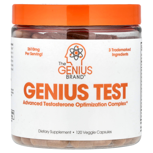 The Genius Brand, Genius Test, комплекс для повышения уровня тестостерона, 120 растительных капсул