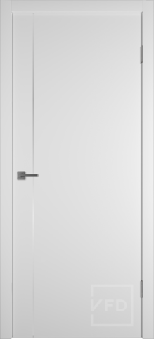 Межкомнатная дверь ВФД Бэйсик Эмалекс белый (3П3м1) серебристый молдинг, белая кромка