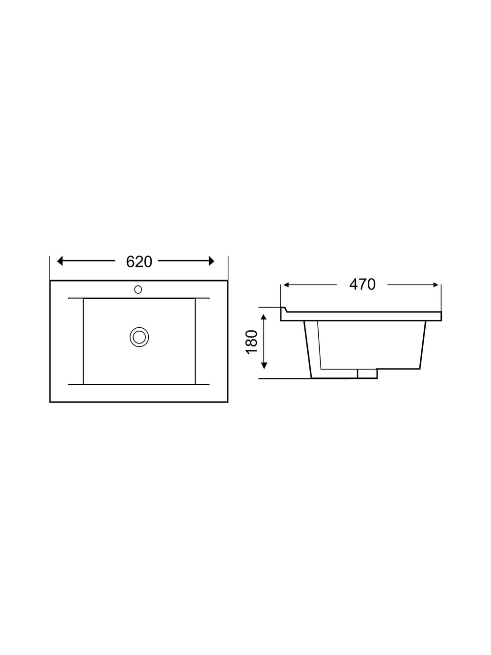 Раковина врезная WeltWasser WW  DEILBACH 7505- 60 620х470х180