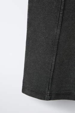 ZARA ШОРТЫ-ВЕЛОСИПЕДКИ В РУБЧИК С ЭФФЕКТОМ ПОТЕРТОСТИ, АНТРАЦИТОВО-СЕРЫЙ