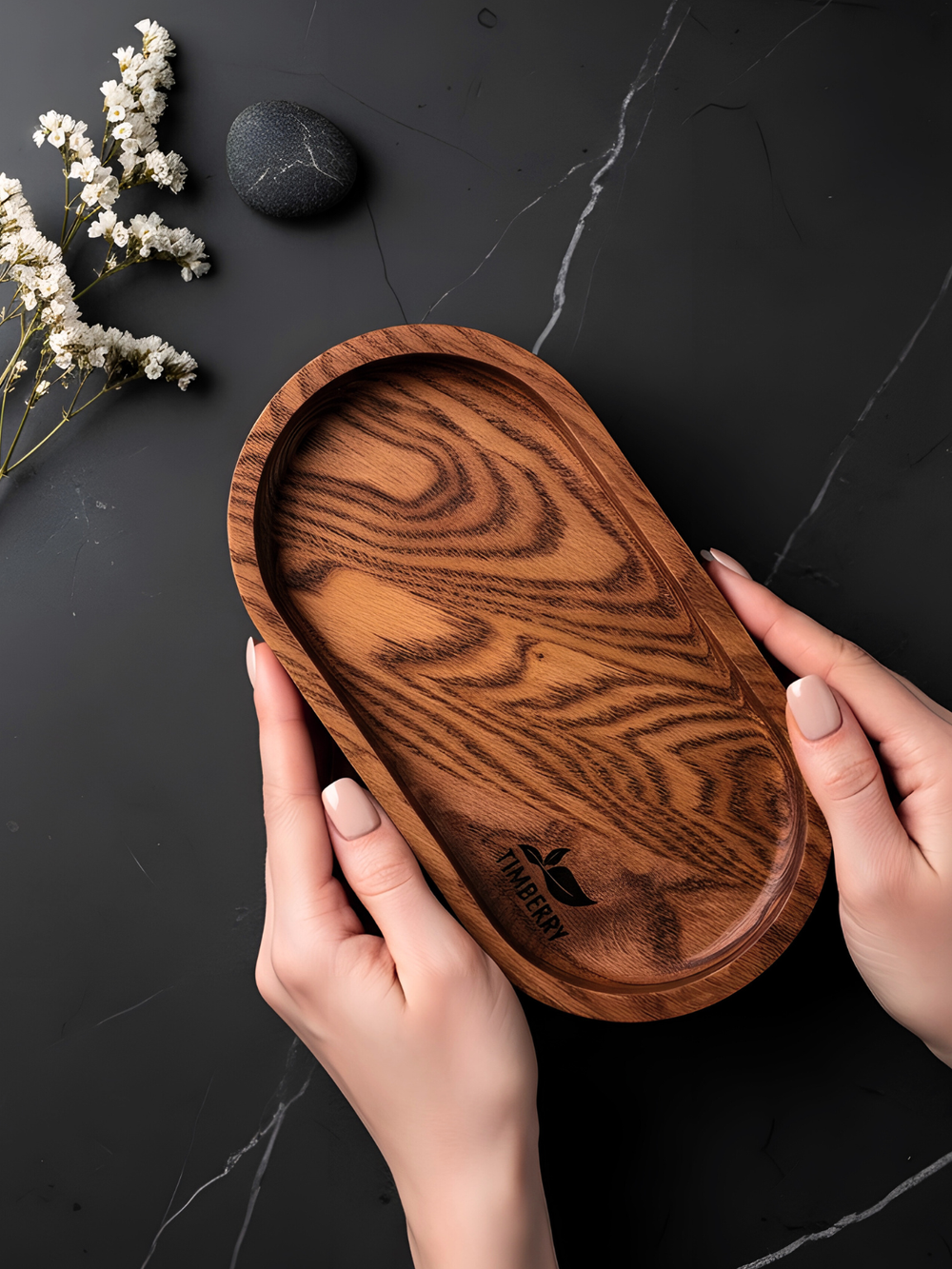 Чайный поднос деревянный овальный