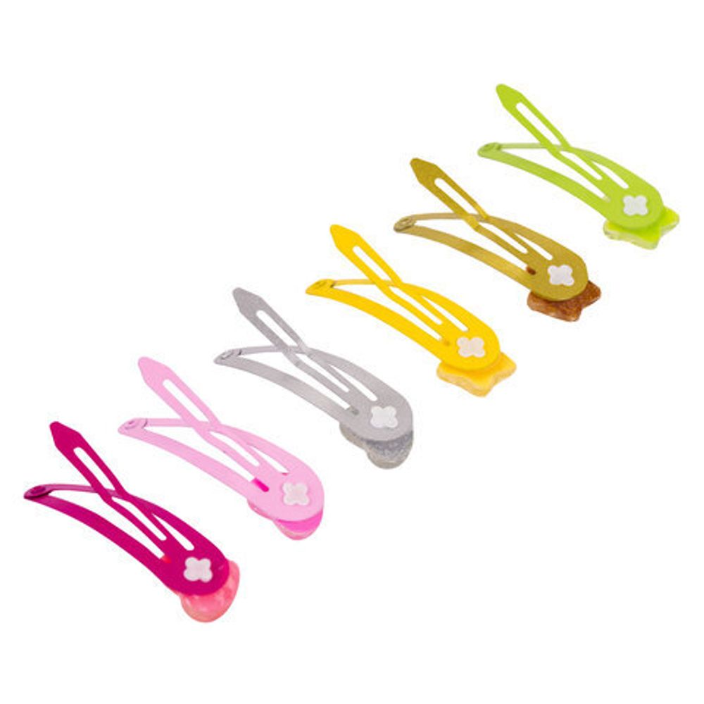 Заколки для волос НАБОР 6 шт., 5 см, клик-клак, с декоративными элементами, разные цвета, MONTE VITA, 457089