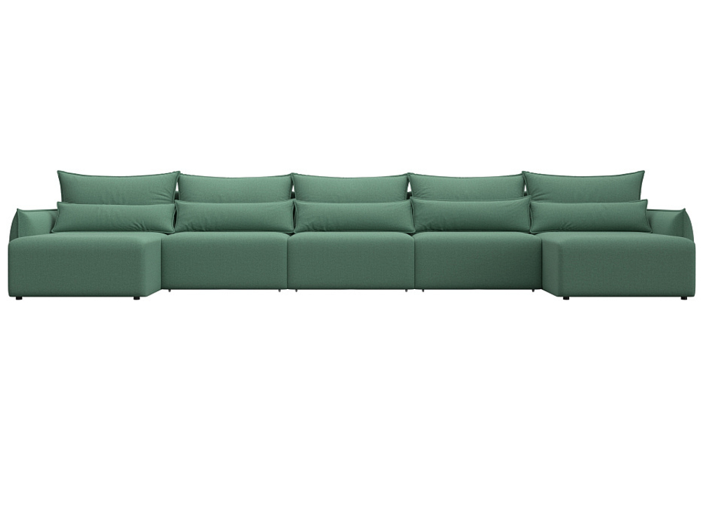 Диван П-образный Лига-051 НПБ МегаЛонг РОГОЖКА Амур 11 зеленый