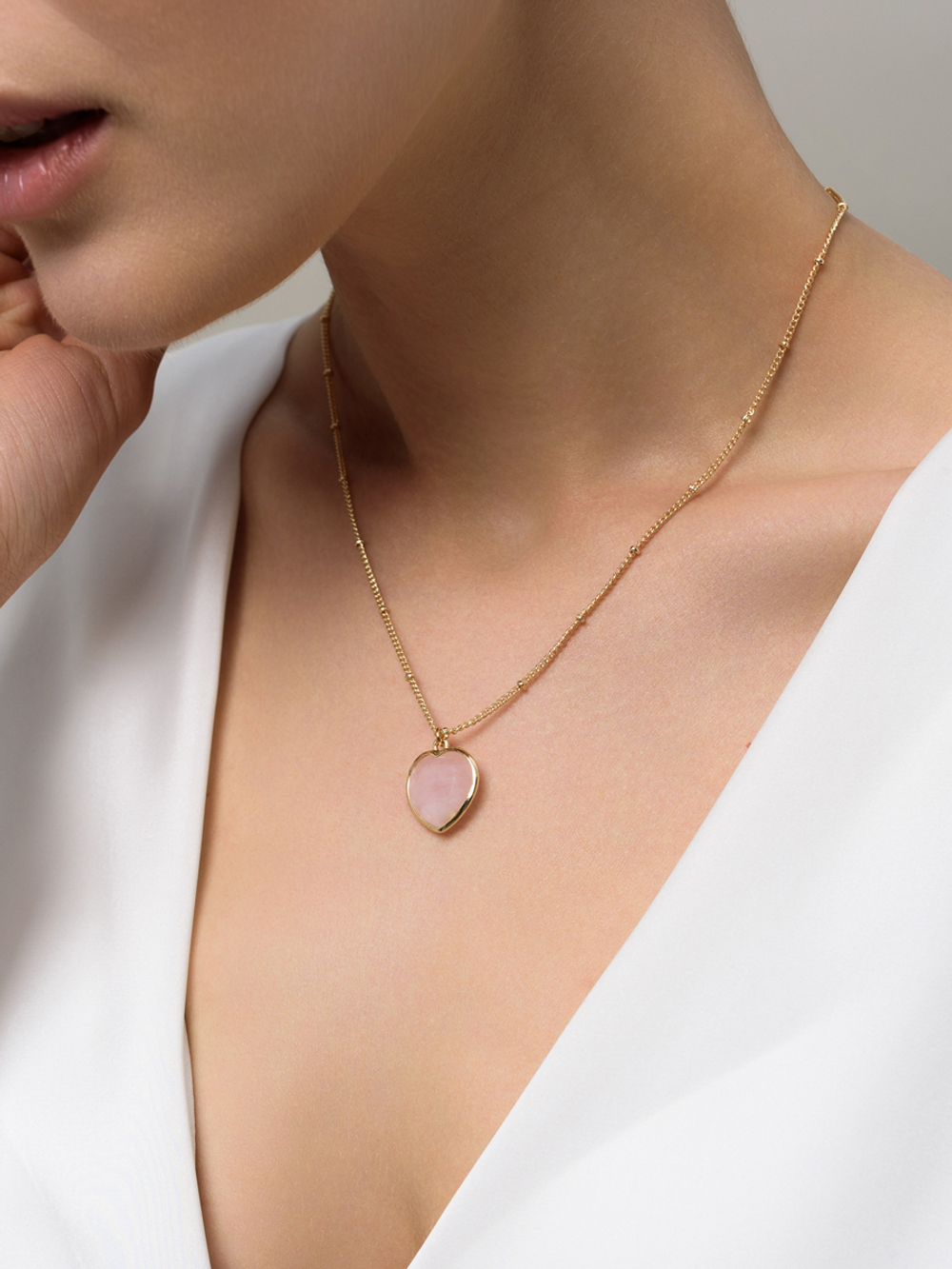 Колье "Lovely" с розовым кварцем Gold