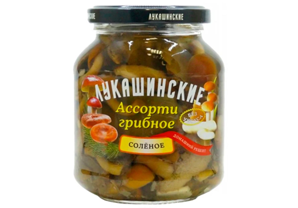 Грибы солёные ассорти "Лукашинские", 340г