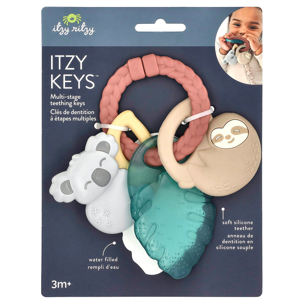 itzy ritzy, Itzy Keys, многоступенчатые ключи для прорезывания зубов, для детей от 3 месяцев, для тропических растений, 1 штука