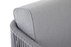 "Канны" диван модульный плетеный из роупа, каркас алюминий белый, роуп светло-серый круглый, ткань светло-серая