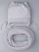 Шапка для девочки осенняя и снуд ушками