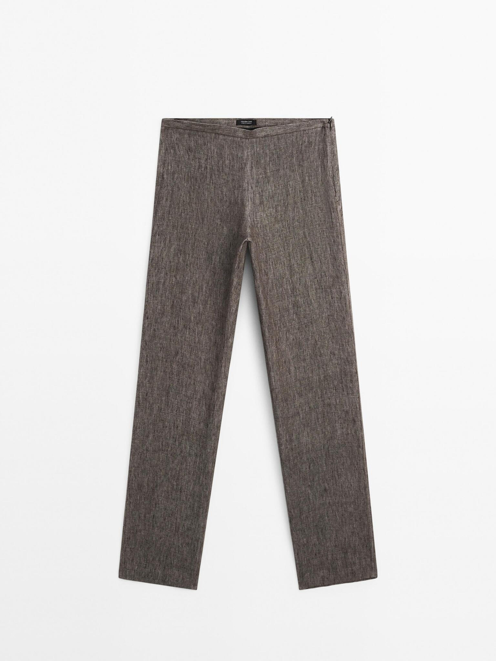 Massimo Dutti Брюки из 100% льна с меланжевым узором, кротово-коричневый