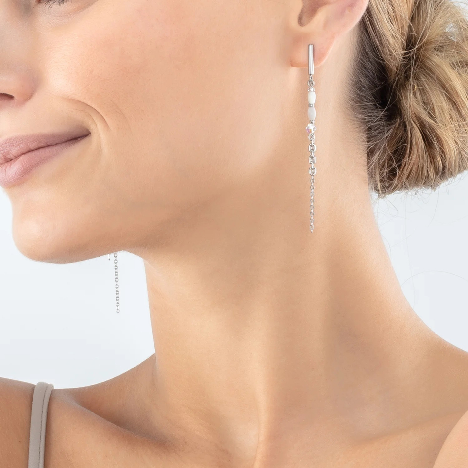 Серьги Coeur de Lion White-Silver 6005/21-1417