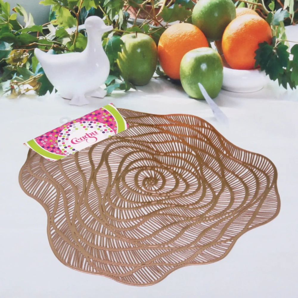 Салфетка плетеная 38см «Роза» розовое золото