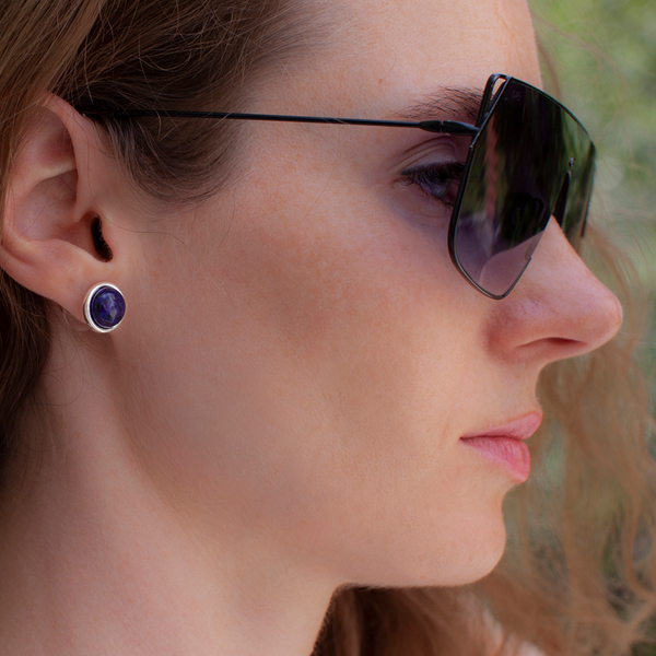 Серьги пусеты Fiore Luna NATURAL LAPIS LE1106 BL/S