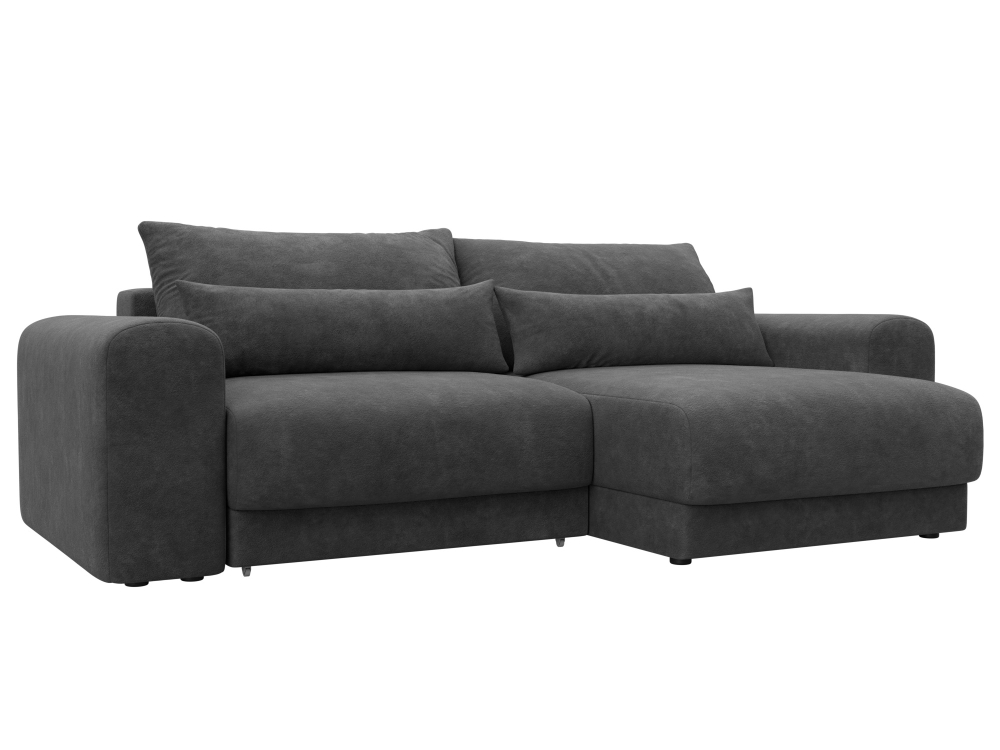 Диван угловой Лига-056 НПБ угол универсальный ВЕЛЮР BRUT 16 темно-серый