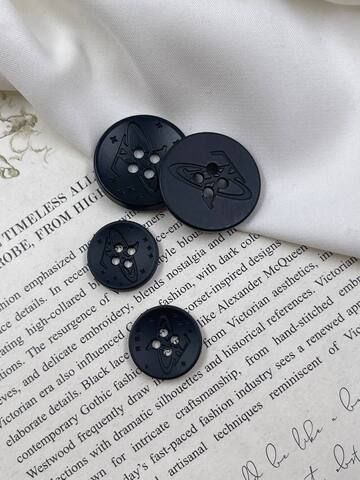 Пуговицы ЛВ. на прокол металлические черные с лого