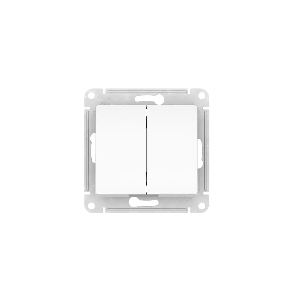 GLOSSA 2-клавишный ПЕРЕКЛЮЧАТЕЛЬ, сх.6+6, 10АХ, мех., быстрозажим. клем., БЕЛЫЙ