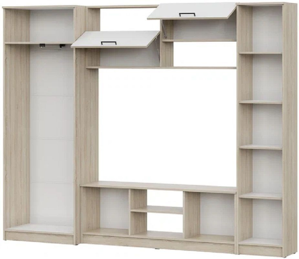 Стенка в гостиную со шкафом Белый/Цемент Светлый, МГС, 150х38х153,5 см SV-Мебель