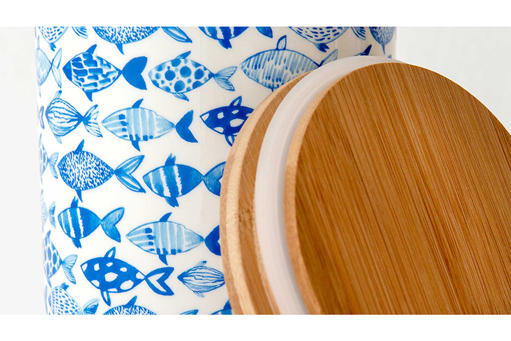 Банка фарфоровая с деревянной крышкой Remember, Fish, 1,25 л