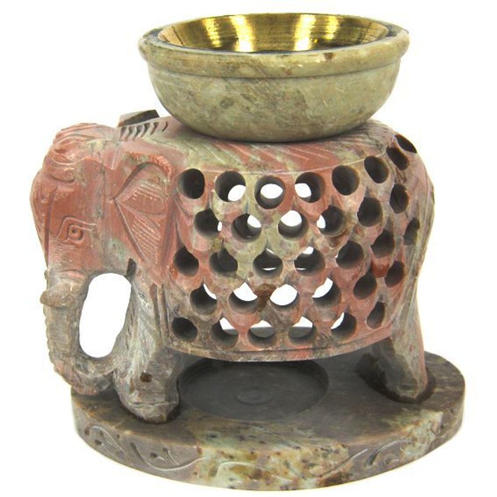 Аромалампа Elephant камень c бронзовой чашей, 11 см