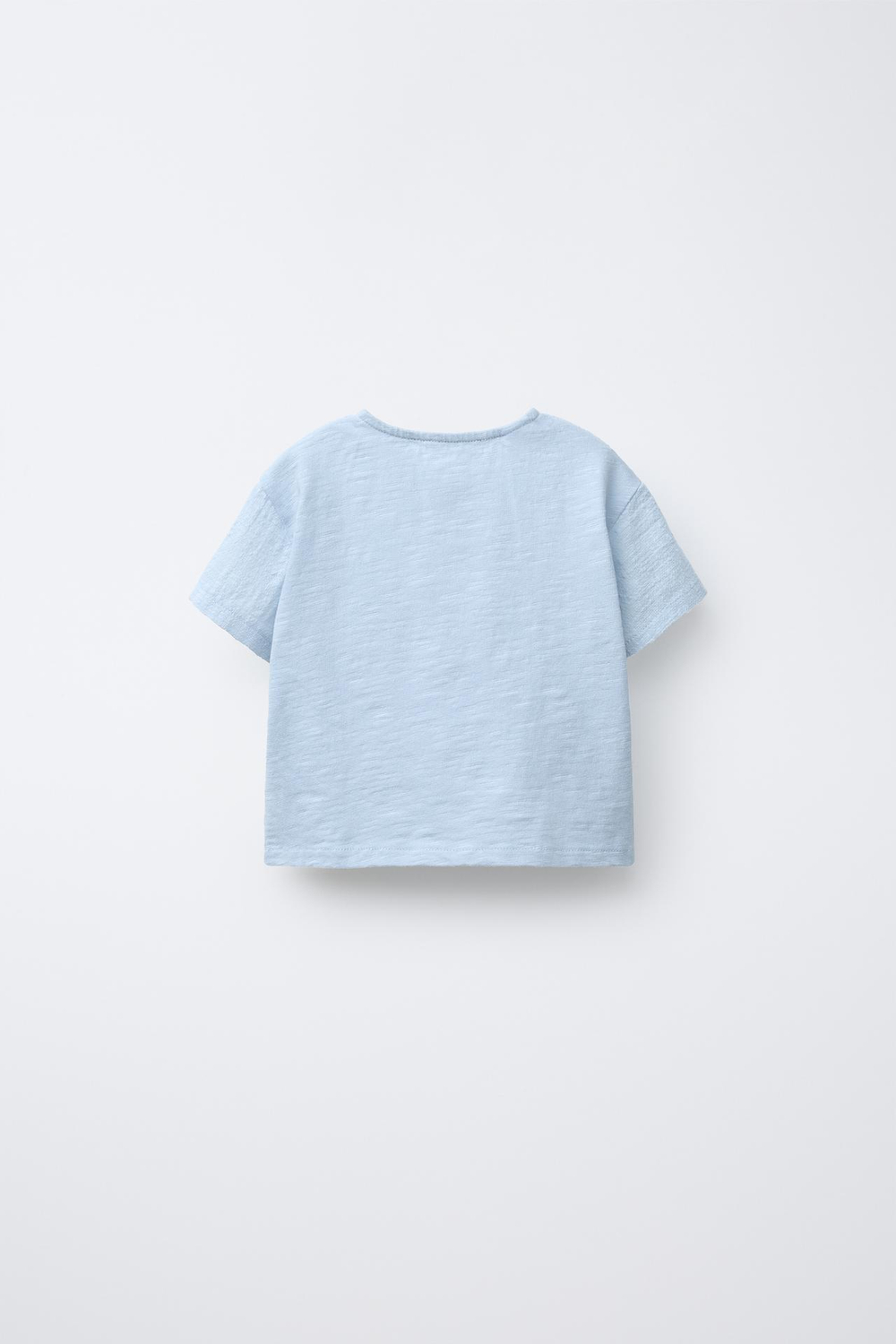 ZARA КОМБИНИРОВАННАЯ ФУТБОЛКА С ГОРЛОВИНОЙ ХЕНЛИ, ГОЛУБОЙ