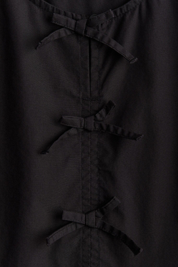 H&M Платье из хлопка с рукавами-фонариками, черный