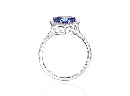 Кольцо с танзанитом огранки "Сердце" и бриллиантами