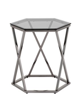 Журнальный столик Круз 48*42 стекло smoke сталь темный хром