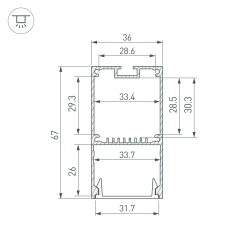 Профиль LINE-S-3667-2000 BLACK (Arlight, Алюминий) 042901