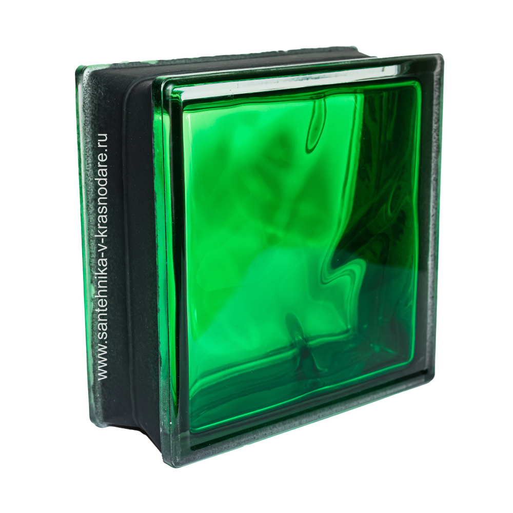 Купить Стеклоблок изумруд волна черный бриллиант Vitrablok  19х19x8