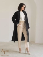 Пальто халат с запахом шерсть драповое демисезонное