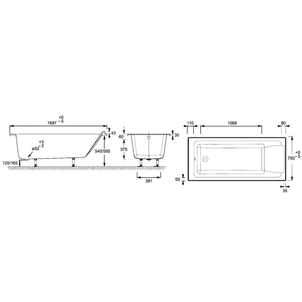 Акриловая ванна Jacob Delafon Sofa 170x75 E60515RU-01