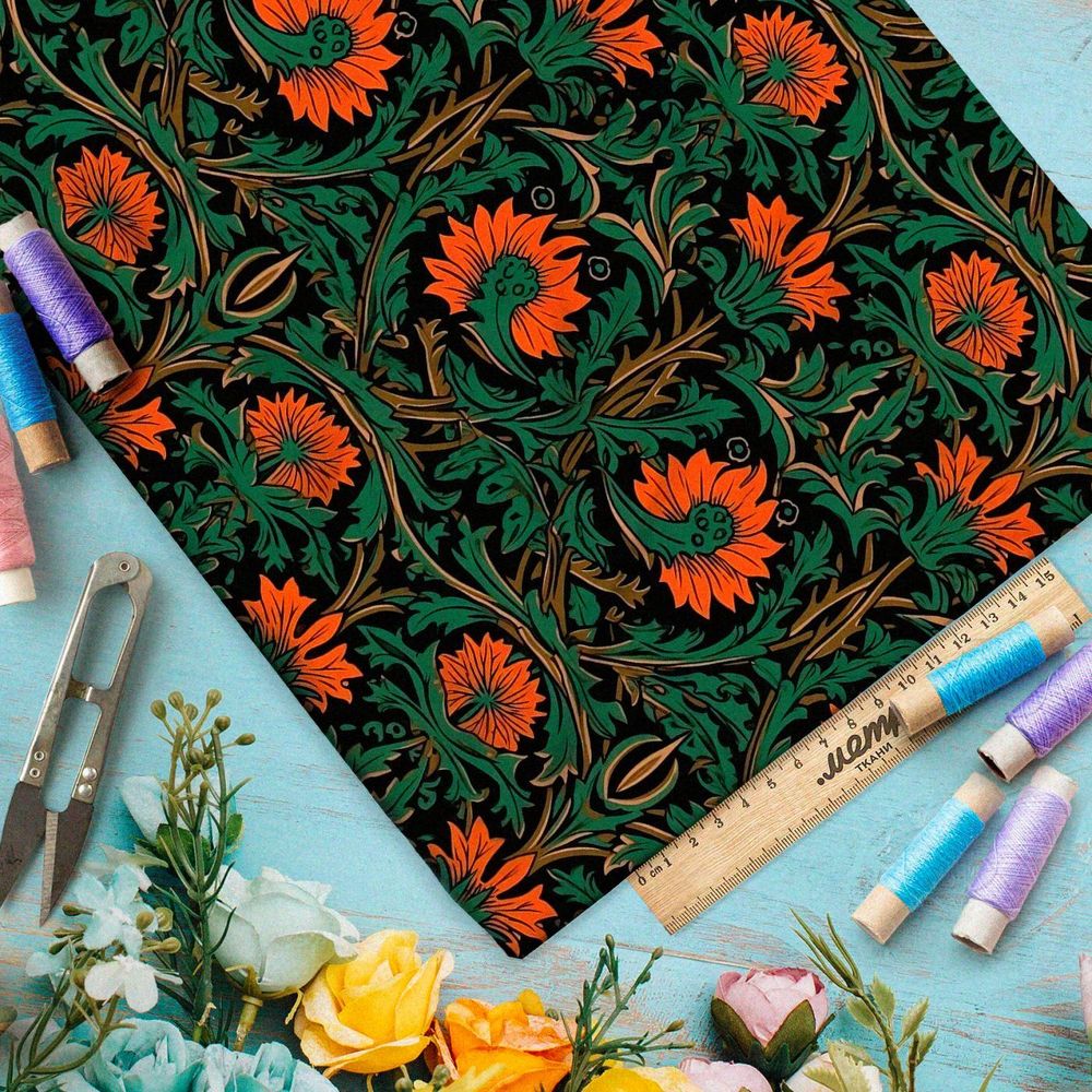 Ткань Ниагара Софт экзотические цветочные фантазии