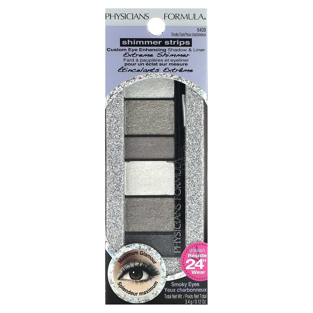 Physicians Formula, Shimmer Strips, индивидуальные тени и подводка для глаз, 6408 Smoky Eyes, 3,4 г (0,12 унции)