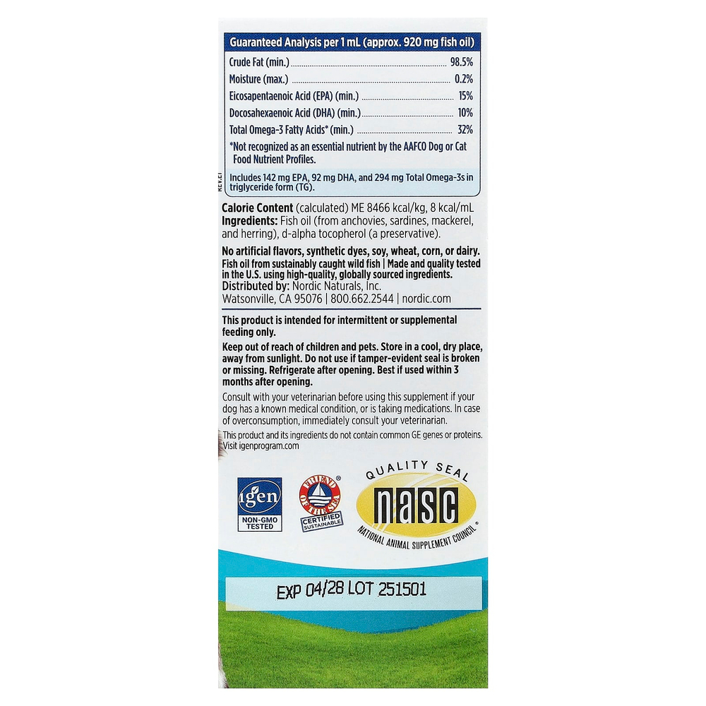 Nordic Naturals, Omega-3 Pet™, для маленьких собак и кошек, 60 мл (2 жидк. унции)