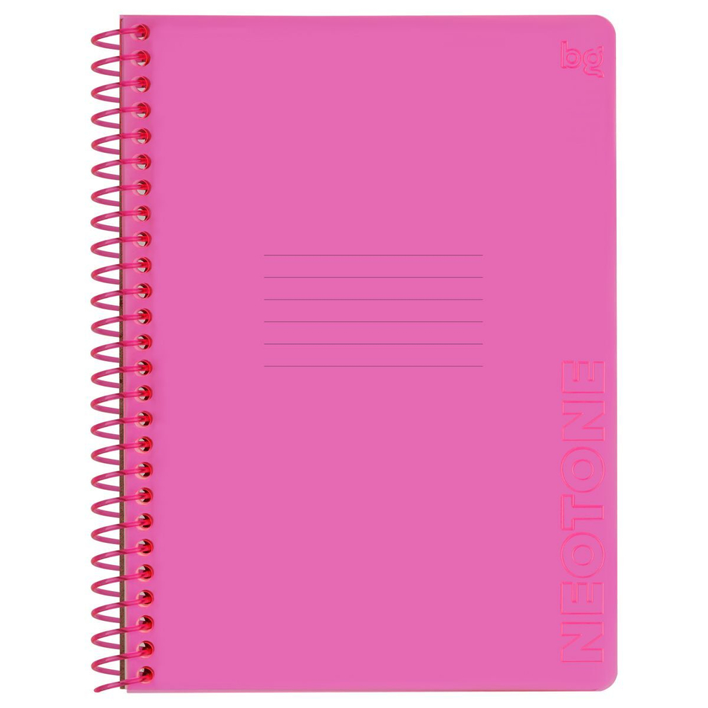 Тетрадь 96л., А5, клетка на пластиковом гребне, BG "Neon. Pink", пластик