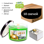 Свеча новогодняя , зеленая, аромат сосна и ель, 250 мл