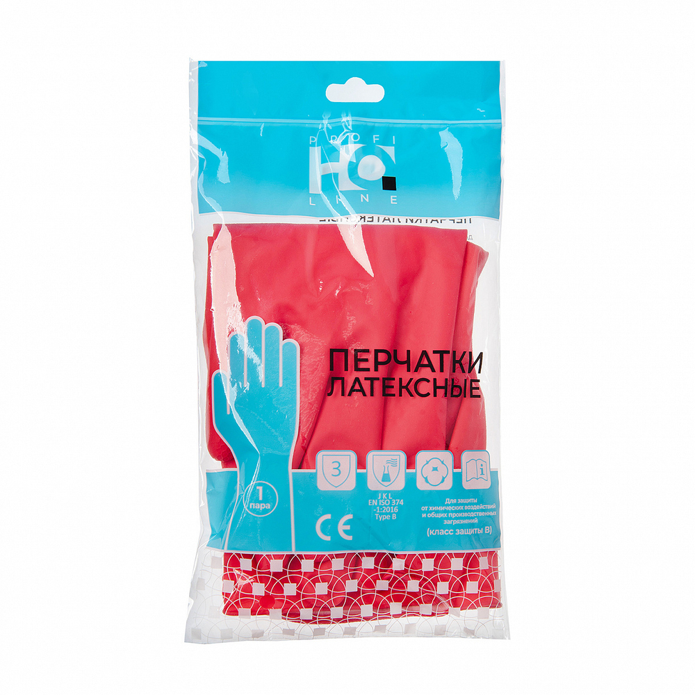 Перчатки КЩС латексные многоразовые красные,  1 пара, р-р XL HQ Profiline