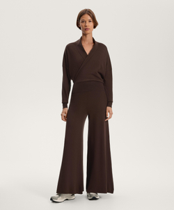 OYSHO Широкие прямые трикотажные брюки, шоколадный