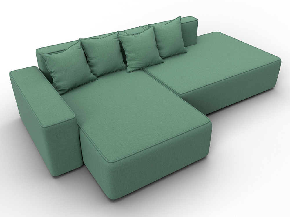 Диван угловой Лига-079 угол левый РОГОЖКА Амур 11 зеленый