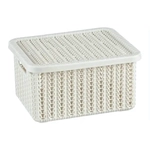 Коробка ВЯЗАНИЕ 1,5л с крышкой белый ротанг 0,085,148х0,17м