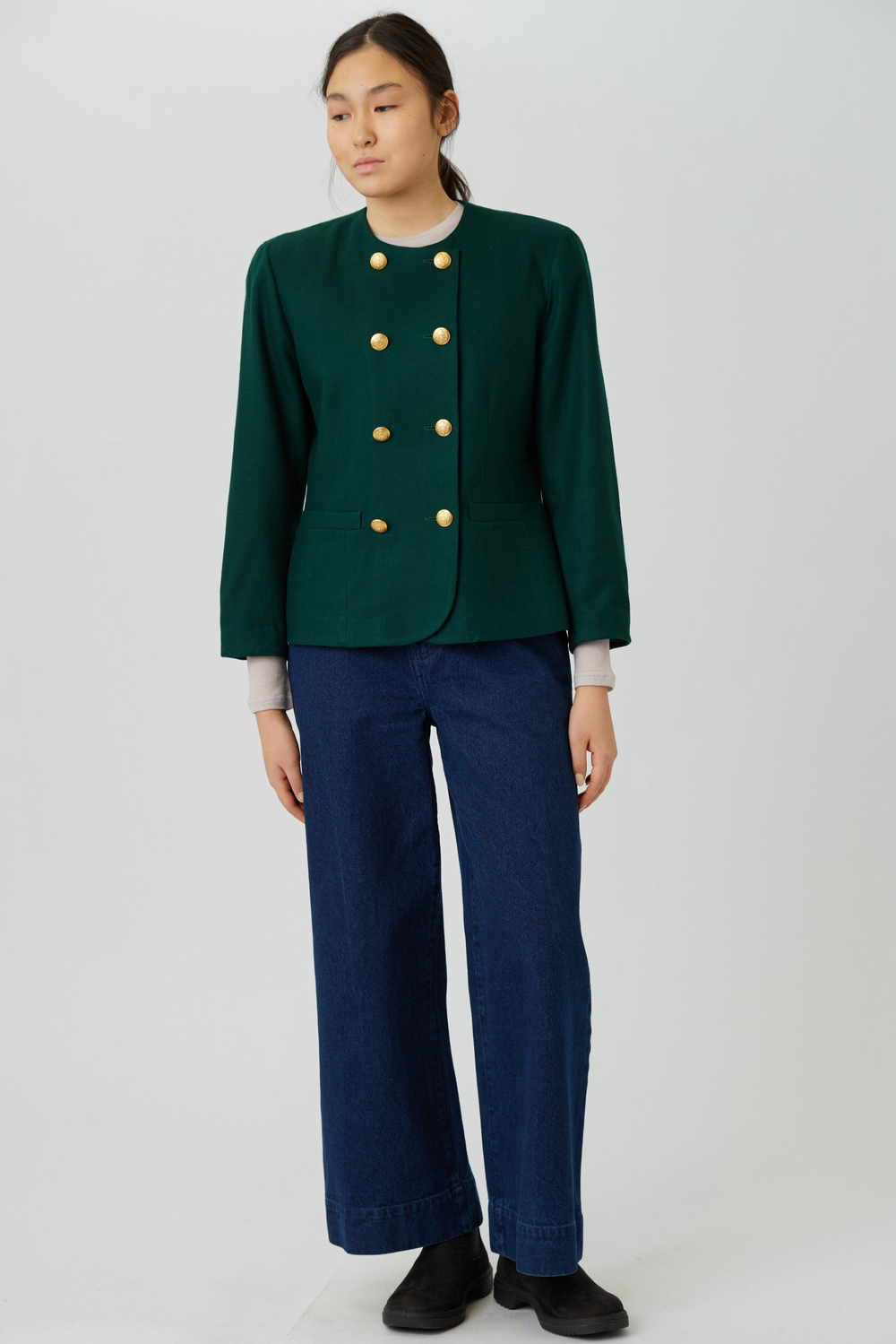 Винтажный изумрудный жакет 