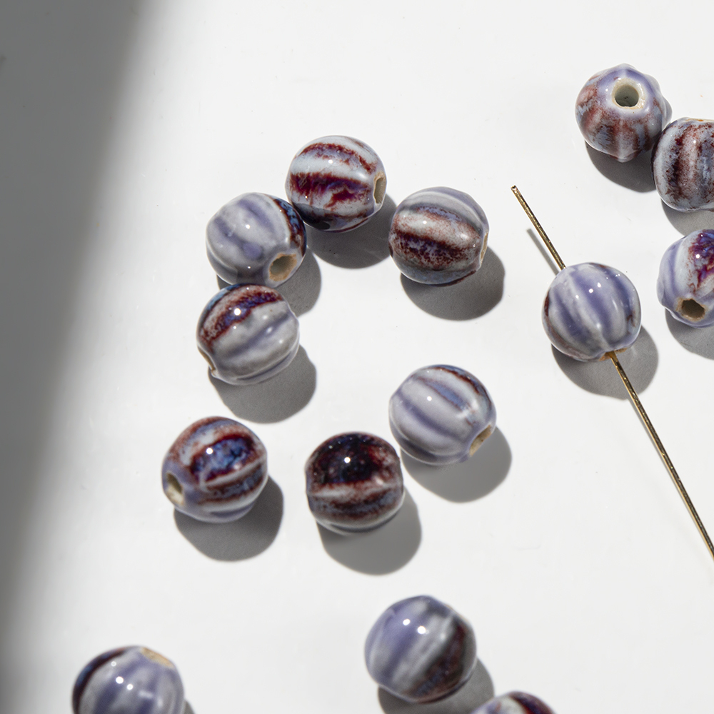 Бусина в форме "Бутон", 11мм, фиолетовая, глазурированный фарфор